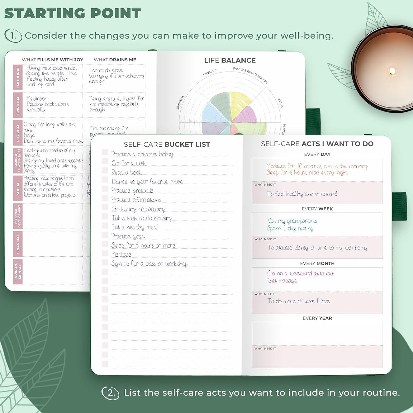 Clever Fox Self-Care Journal for Women, Daily Planner 5.8x8.3 Aquamarine | 3-month mental health journal, habit tracker, wellness journaling supplies for women & teen girls, gratitude & mood log