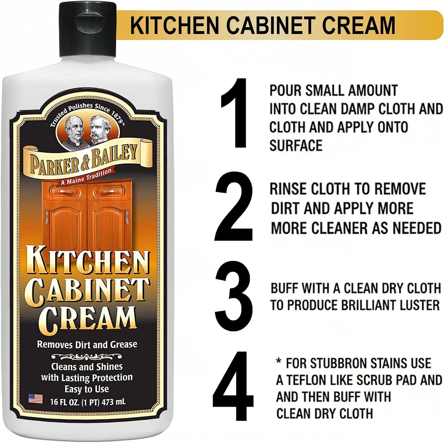 Parker and Bailey Kitchen Cabinet Cream-Wood Cleaner-Grease Remover 16 oz (1) | Wood degreaser that restores and protects cabinets naturally