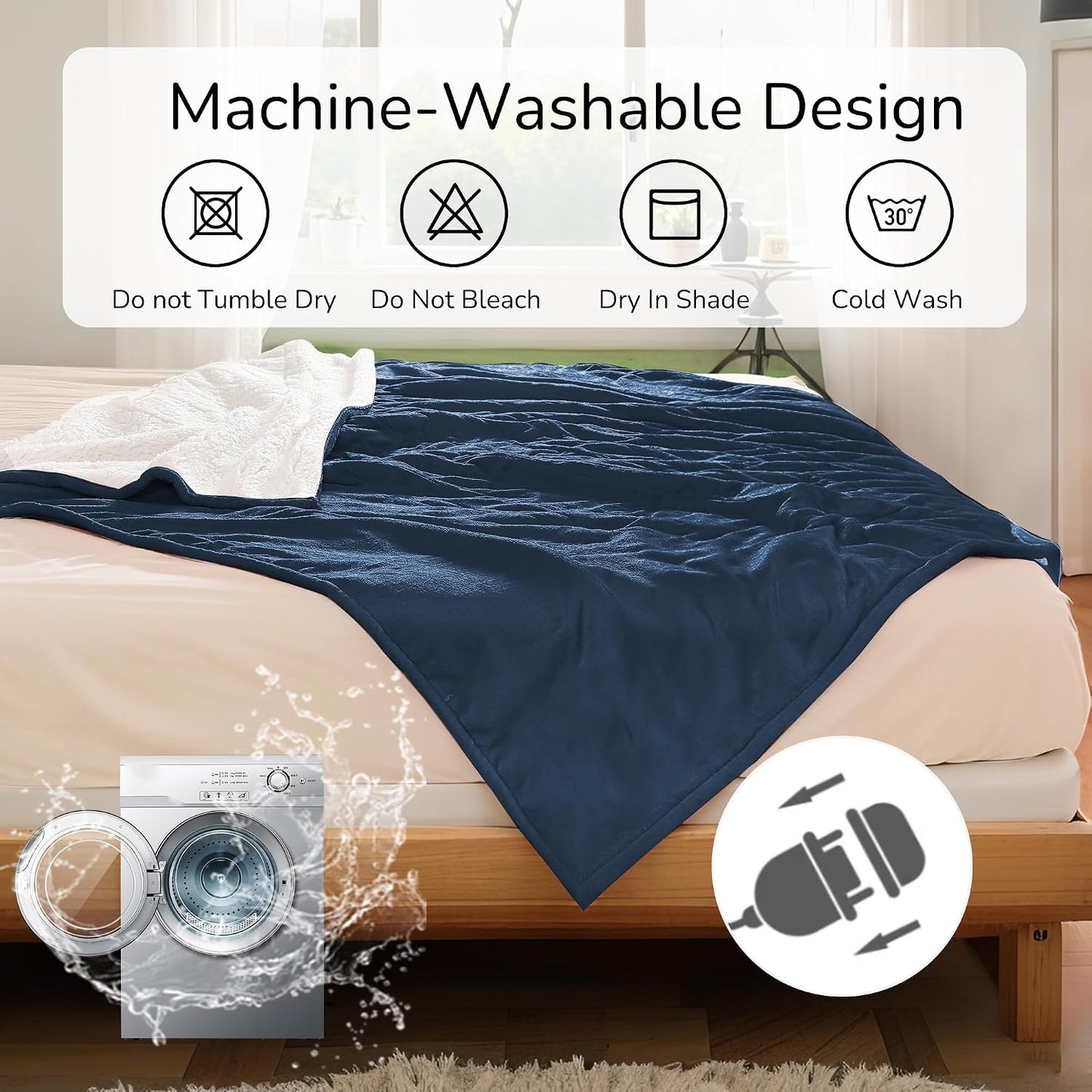 Electric Heated Blanket Full Size 72"x84" – Light Gray | ETL for Safe Overnight, 4 Heat Settings & 10H Auto Off, Dual-Sided Microplush Sherpa for Home Night, Machine washable