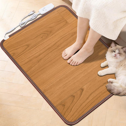 Heated Floor Mat, Foot Warmer Under Desk, Feet Heating Pad with 10 Heat Settings and Timer, Fast Heating for Office, Home, Study Play Room 120V 60W 18.5x14.2 inch SZ