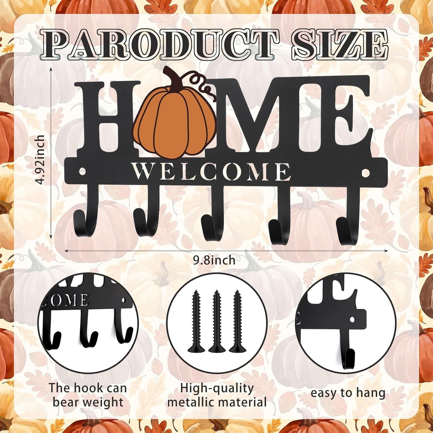 Key Holder Wall Mount Paw Print Metal Key Hooks Organizer Dog Leash Holder with 5 Hooks Rustic Farmhouse Decorative Welcome Home Wall Decor for Entryway Bathroom Dog Lover 9.8 Inch