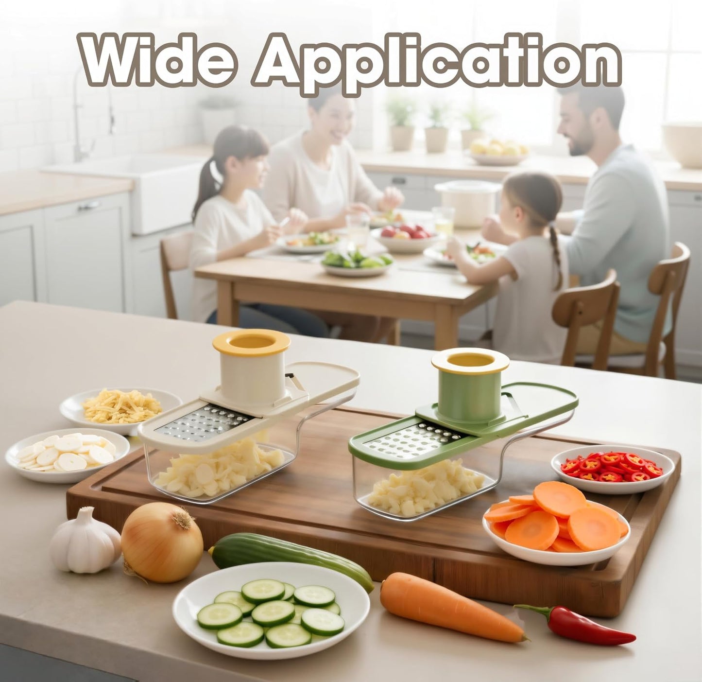2-Pack 3 in 1 mini Ginger Garlic Grinder Super Thin, Multifunctional Mandoline slicer Grater with Hand Guard, Easy Grip Handheld Kitchen Tool, for Camping Cooking and Picnic (2pcs-green)