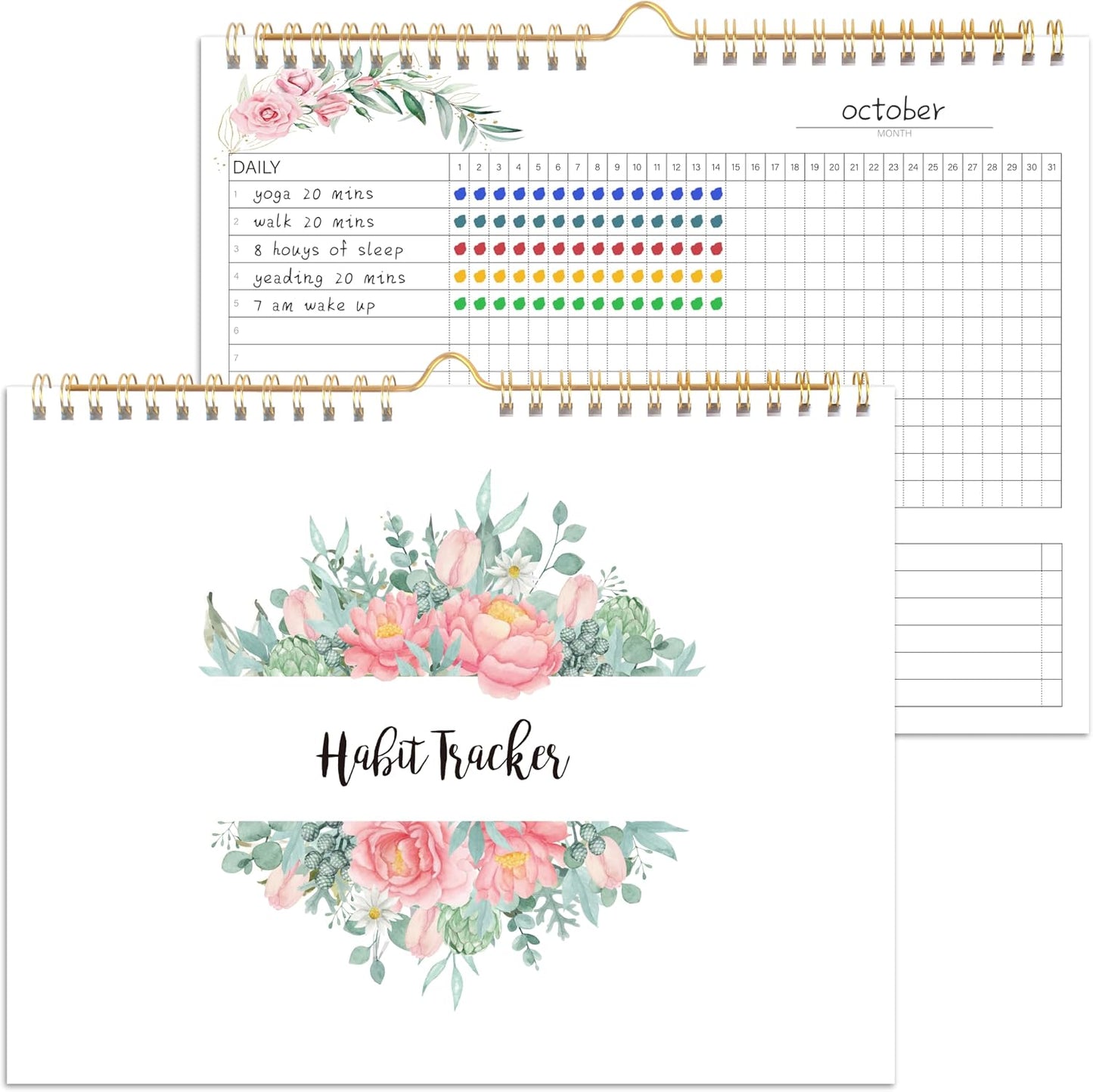 Habit Tracker Calendar- Daily, Weekly & Monthly Habit Tracker Journal | Undated, 12 Months, 7.9"x10", Writable, for Goal Setting, Boost Productivity, Workout Motivation & Self Care Tool