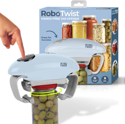 Robotwist Electric Jar Opener Top Rated for Seniors, Deluxe Model with Improved Torque, 1 Touch Automatic Easy Jar Opener for Weak Hand and Arthritis – Works on All Jar Sizes