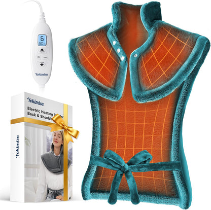 Yokimisu Heating Pad for Neck, Shoulders and Back Pain Relief, 2.5lb Weighted Large 24"x33" Wearable Electric Heating Pad, Fast Heating, ETL Certified, Gift for Women and Men, Ideal for Mom & Dad-Grey