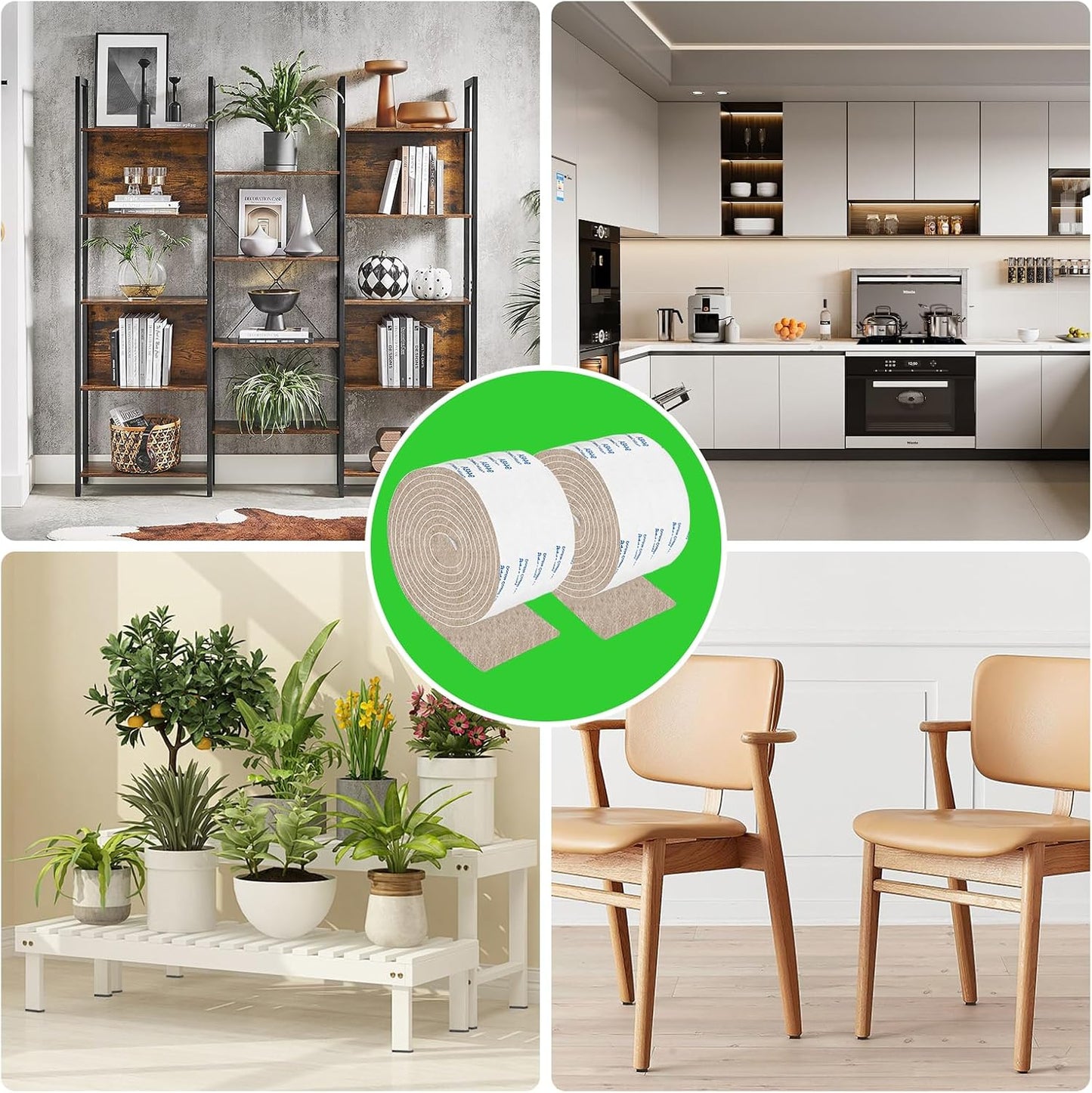 Felt Strips with Adhesive Backing, Felt Tape with Adhesive Backing, Felt Furniture Strips 2 Pack Roll 1/2x 60 Inches Black, Felt Strips for Furniture