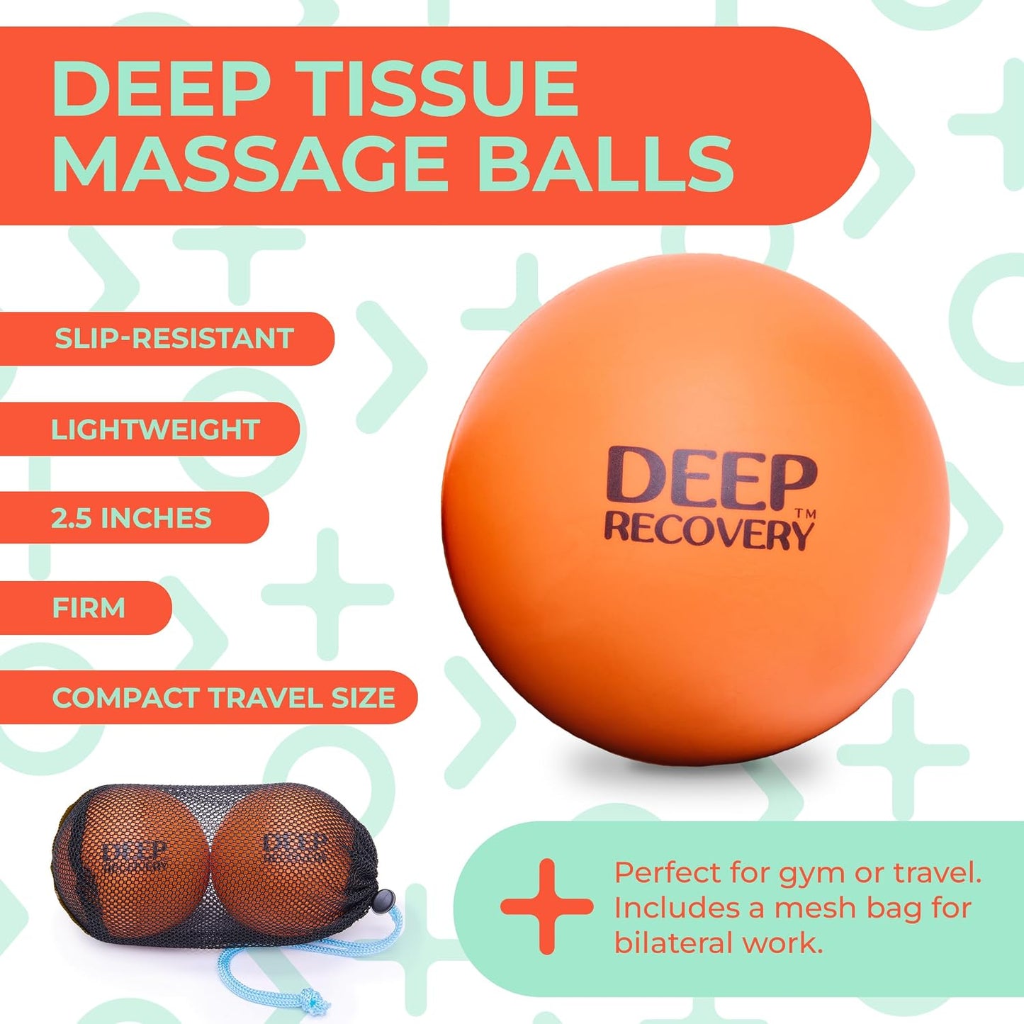 Yoga Deep Tissue Massage Ball Set, Firm Density – 2.9-Inch Myofascial Release Balls for Feet, Back, Neck, Legs & Arms – Trigger Point & Mobility Therapy (2-Pack)
