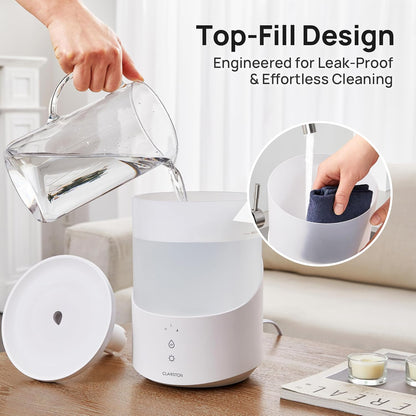 Clarston Humidifiers for Bedroom, 2L Cool Mist Humidifier, 24dB Quiet Sleep
