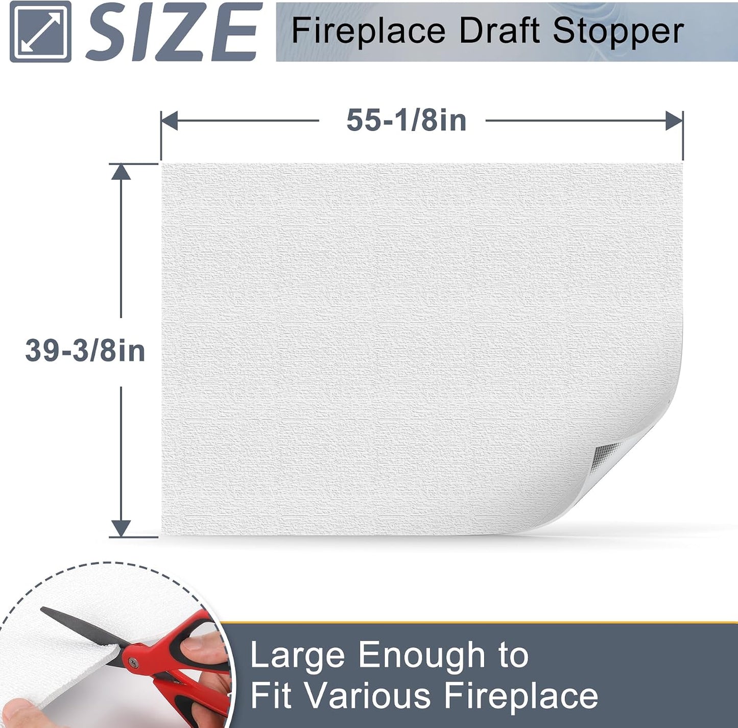 Flamorrow Fireplace Cover, 3-Layer Heat Insulation Fireplace Draft Stopper with Velcor Strips, Indoor Fireplace Draft Blocker Keep Drafts Out & Stop Heat Loss, Covers Up to 39" x 55" Fireplace Frame