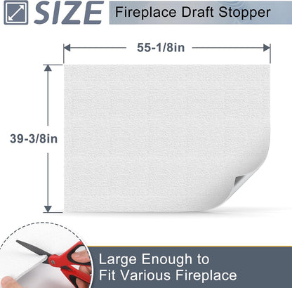 Flamorrow Fireplace Cover, 3-Layer Heat Insulation Fireplace Draft Stopper with Velcor Strips, Indoor Fireplace Draft Blocker Keep Drafts Out & Stop Heat Loss, Covers Up to 39" x 55" Fireplace Frame