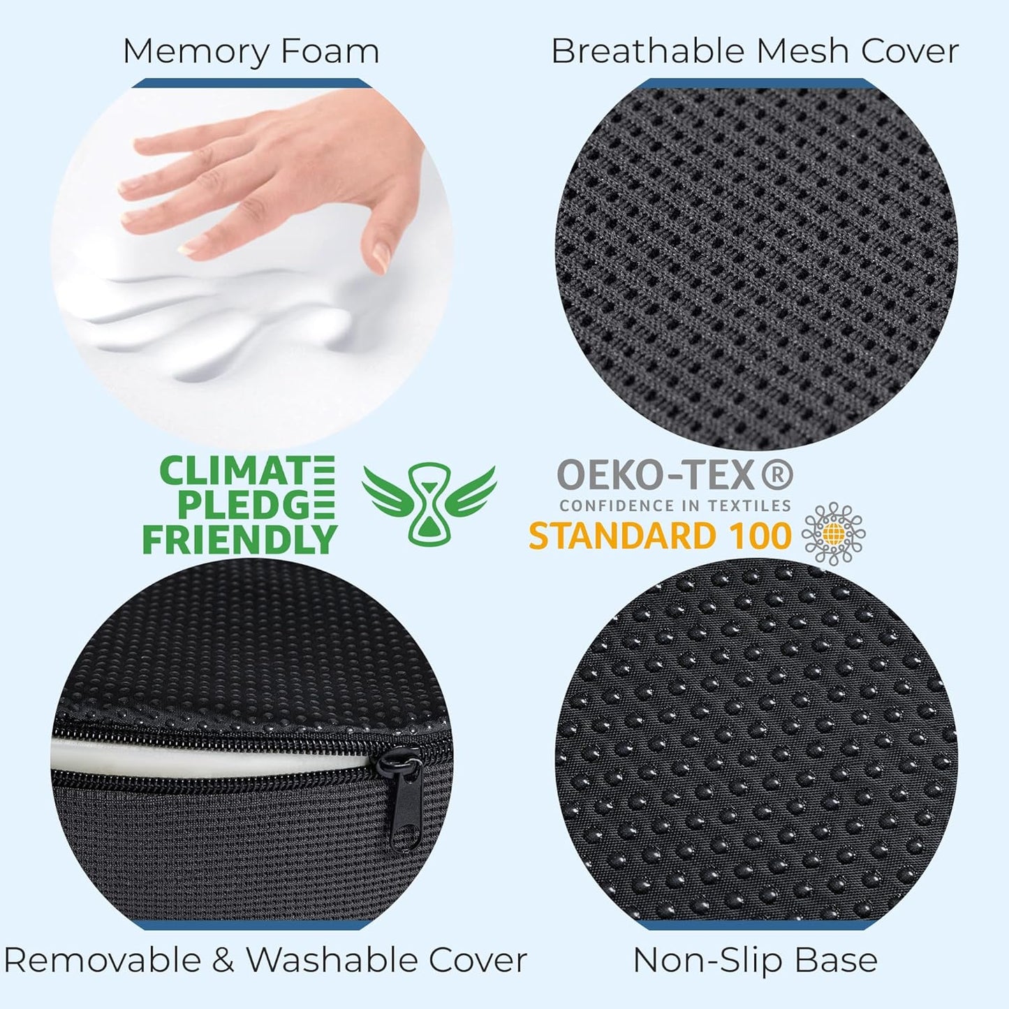 5 STARS UNITED Donut Pillow for Tailbone Pain & Hemorrhoids – Large Memory Foam Seat Cushion for Bed Sore-Prone Areas & Pressure Relief – Prostate, Postpartum & Pregnancy Support, Black Mesh Cover