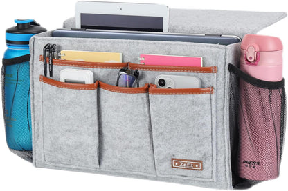 Zafit Bedside Caddy, Large Size Bedside Storage Organizer Bedside Organizer Caddy for Magazine Remotes Phone (13.4'' x 18.1'' Plus Size, Dark Grey)