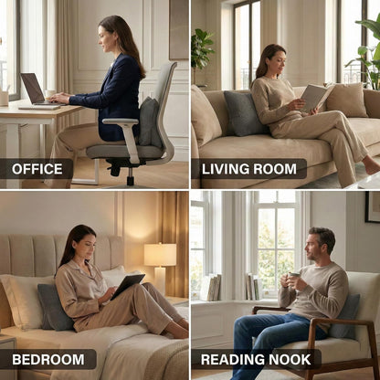 Pat. Pend. Corduroy Lumbar Support Back Pillow for Watching TV, Reading & Gaming, Ergonomic Triangle Support Cushion for Sofa, Armchair & Bed Sitting, Removable Washable Cover, Beige Gray