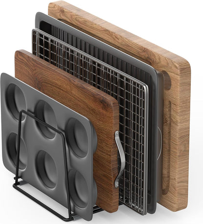 Cutting Board Organizer Kitchen Organizer Rack for Cutting Board, Bakeware, and Cookie Sheet, 5-Slot Heavy-Duty Steel Cookware Holder,Rust-Resistant with Anti-Slip Feet (1, Small)