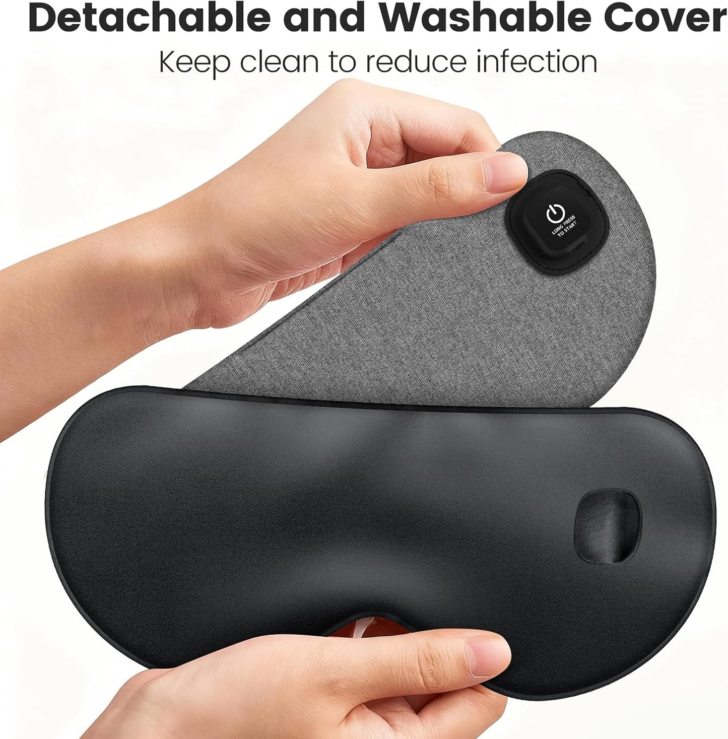 Cordless Heated Eye Mask for Dry Eyes, Blocking Light Warm Compress Rechargeable, 1000mAh Electric Eye Heating Pad for Sleeping, Washable Heat Sleep Mask with 3 Temperature Settings, Grey | Blocking Light Warm Compress Rechargeable, 1000mAh Electric Eye