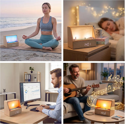 2026 Upgraded Sunset Alarm Clock，Knob Brightness & Volume Control | Sunrise Alarm Clock with 24 Soothing Sounds, Dual Alarms, Built-in Bluetooth for School，Bedroom, Sleeping, Adults & Teens