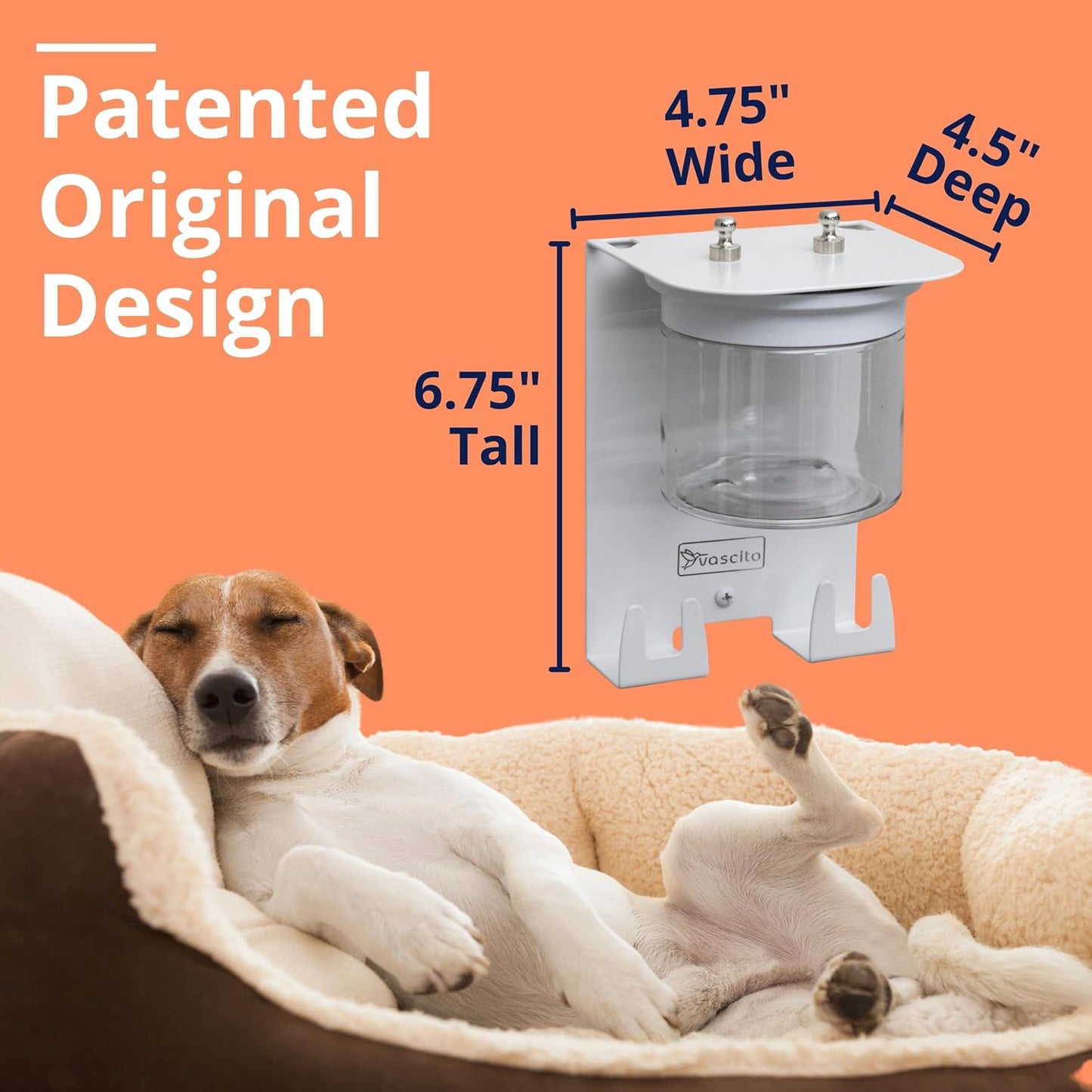 Dog Leash Holder for Wall with Shelf — Wall Mounted Dog Treat Holder & Station, 2 Airtight 32oz Treat Containers, 9 Hooks, Patented Lidless Slide-to-Seal Jars, Solid Steel, Made in USA