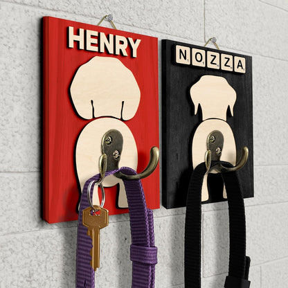 Dog Leash Holder Wall Mount, Pet Harness Hanger with Scrabble Letters, Dog Collar Organizer for Entryway, Memorial Cat Leash Holder for Wall, Pet Loss Gifts, Keepsake, Home Decor PF212-NAT