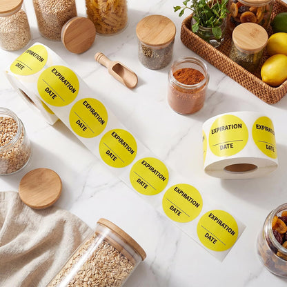 1000 Pcs Expiration Date Stickers - 1.5 Inch Small Food Labels for Marking Organizing Inventory, Food Container or Storage