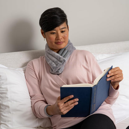 ASUTRA Weighted Neck Wrap, Plush Gray | Microwaveable Heating Pad for Neck and Shoulders, Hot and Cold Compress, Lavender Aromatherapy