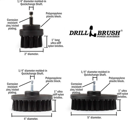 Ultra Stiff Drill Powered Cleaning Brush Set - BBQ Grill Brush - No Wires | Heavy Duty Industrial Stripping - Cordless Drill Power Scrubber Grill Brush for Household Cleaning Supplies - Rust Remover