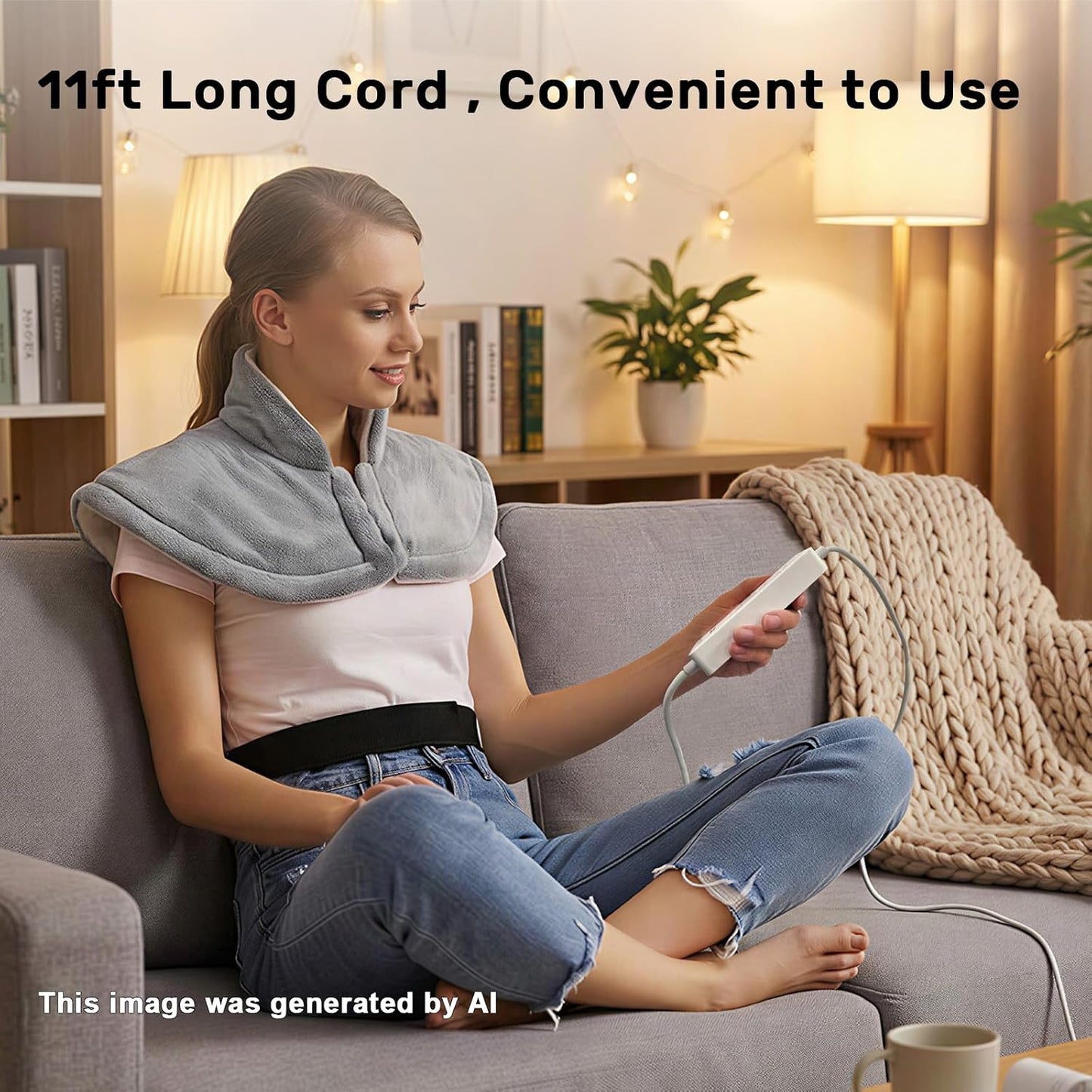 Heating Pad for Back Neck, and Shoulder, 38" x 26" Extra Large Electric Heated Wrap for Back Pain Relief, 3 Heat Settings, 11 ft Long Cord, Auto Shut Off King Size Hot Heated Pad