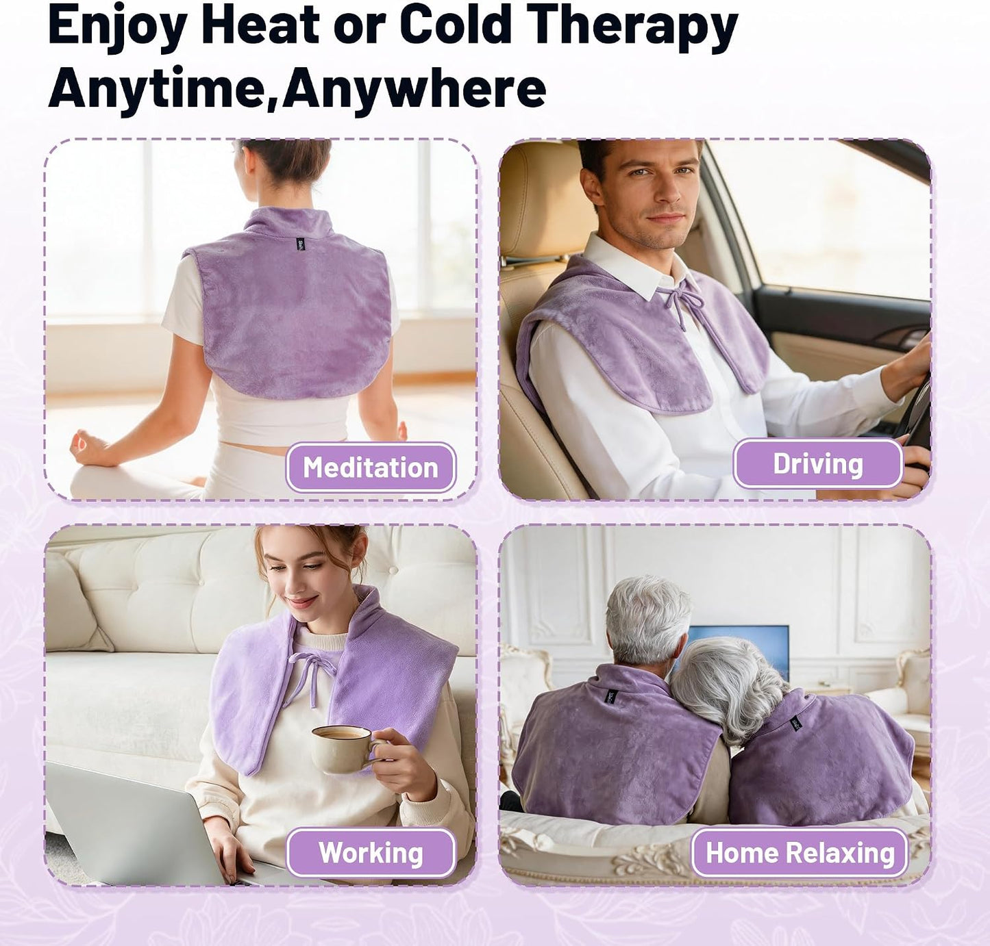 Microwavable Neck Heating Pad for Shoulders, Back and Chest | Warm & Cooling Plush Shoulder Weighted Heating Pad, Adjustable Comfort Fit For Women And Men For Home & Office