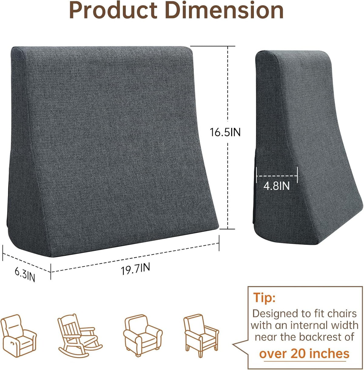 Vekkia Lumbar Support Pillow for Sofa(Brown)