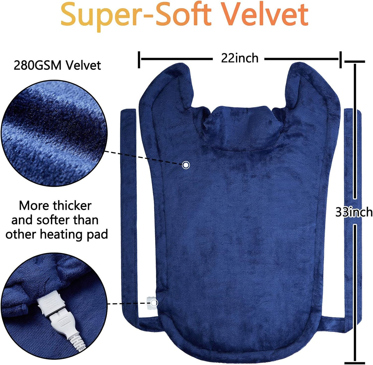 CAROMIO Massaging Heating Pad for Back Pain Relief, Neck and Shoulders