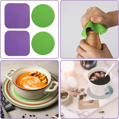 LUTER 4pcs Jar Opener Gripper Pad for Seniors with Weak Hands, Rubber | Multi-function Silicone Bottle Opener Lid Cap Rubber Gripper Pads Kitchen Coasters Gadgets, Light Blue, Green