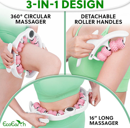 Cellulite Massage Roller, Handheld Fascia Massager with Detachable Handles