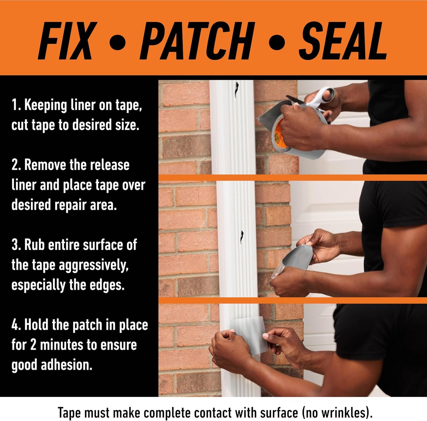 GORILLA Waterproofing Tape, Permanent, Black, 4" x 10', 1-Pack | Weather Resistant Seal for Leaks & Repairs, Air & Moisture Barrier, Bonds Metal, Plastic, Wood, Rubber & Vinyl