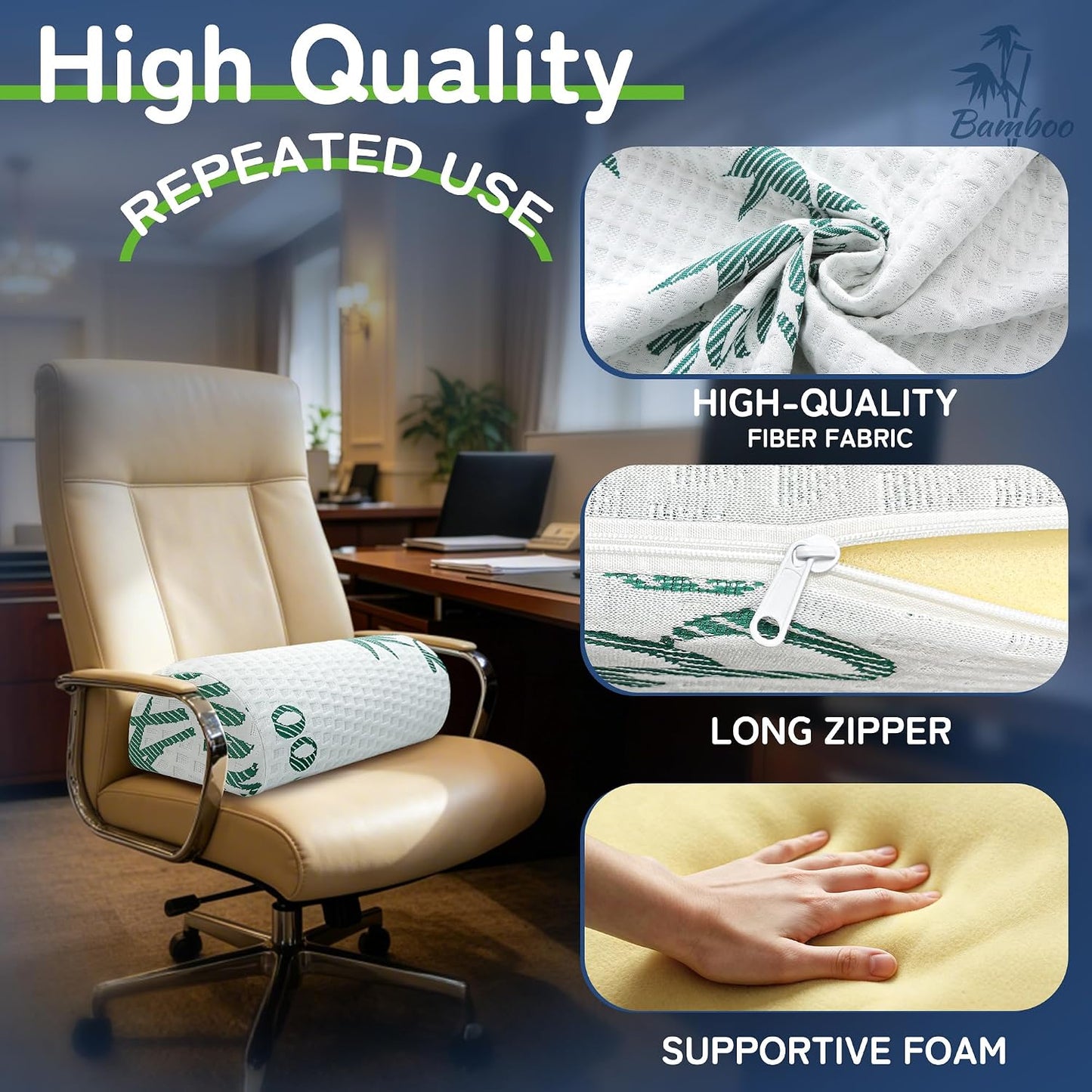 Asatdd Semi Roll Under Knee Pillow, Half Moon Bolster for Lower Back Support, Leg, Knee,Back Sleeping, 7.8”x 20.4”x 4.8”