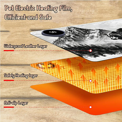 Heated Desk Pad Heated Large Mouse Pad, Electric Quickly Warm Desk Mat with 3 Levels Heating 3 Hours Auto Shut-Off, 31.5" x 13" Warm Gaming Mousepad Hand Foot Warmer, Baby Elephant