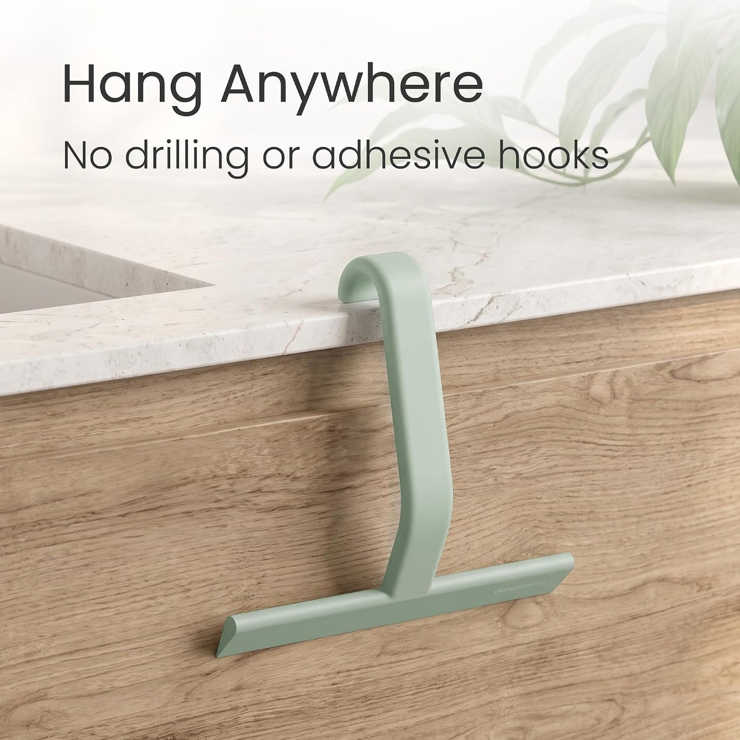 JustHang Shower Squeegee with Built-in Hook, 10-Inch Black | Award-Winning Design, All-One-Piece Soft-Touch Silicone, for Glass Door, Bathroom, Window, Mirror, Tile Wall, Car