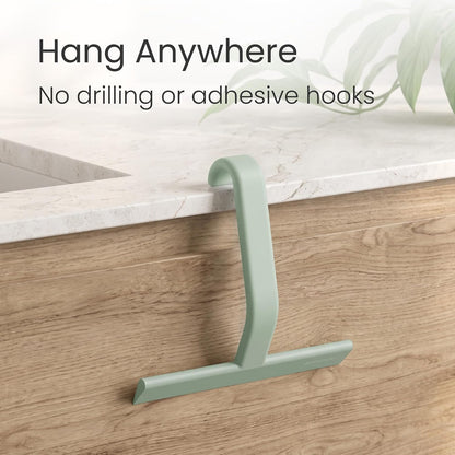 JustHang Shower Squeegee with Built-in Hook, 10-Inch Black | Award-Winning Design, All-One-Piece Soft-Touch Silicone, for Glass Door, Bathroom, Window, Mirror, Tile Wall, Car
