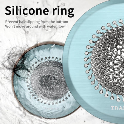 TRAPMATE Shower Drain Hair Catcher, 4.4" Anti-Clogging Bathtub Drain Cover | Easy Flip Cleaning, Traps Hair with Fast Drainage, Anti-Slip Drain Protector Fits Regular & Pop-up Drains (Patented Product)