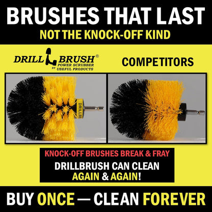 Tile and Grout Cleaning Drill Brush Set - Bathroom Scrub Brush for Drill | 3 pack Drill Brush Power Scrubber Cleaning Brush Yellow Medium Stiffness - Shower Floor Scrub Brush for Drill - Crevice Brush