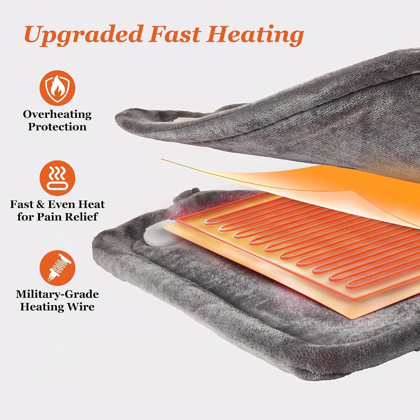 WUGE Fathers Day Dad Gifts, Heating Pad for Neck Shoulder and Back, Birthday Gift for Women Men, Deeper Pain Relief, Large Weighted Heat Pad, ETL Certified, Gray