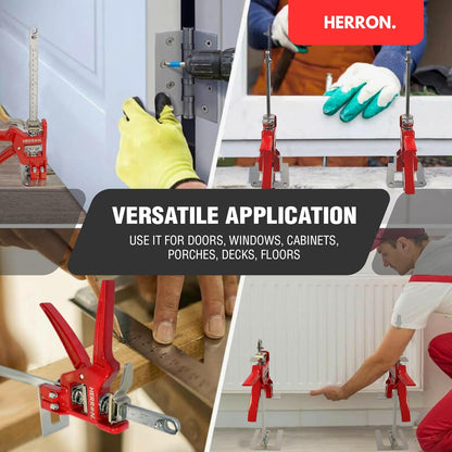 HERRON Labor Saving Arm Jack 2-Pack, 440 lbs Cabinet Lifter, 6 inch Lift | Built-in measuring scale, all-steel construction, one-hand pump operation, for cabinets, doors, drywall and flooring
