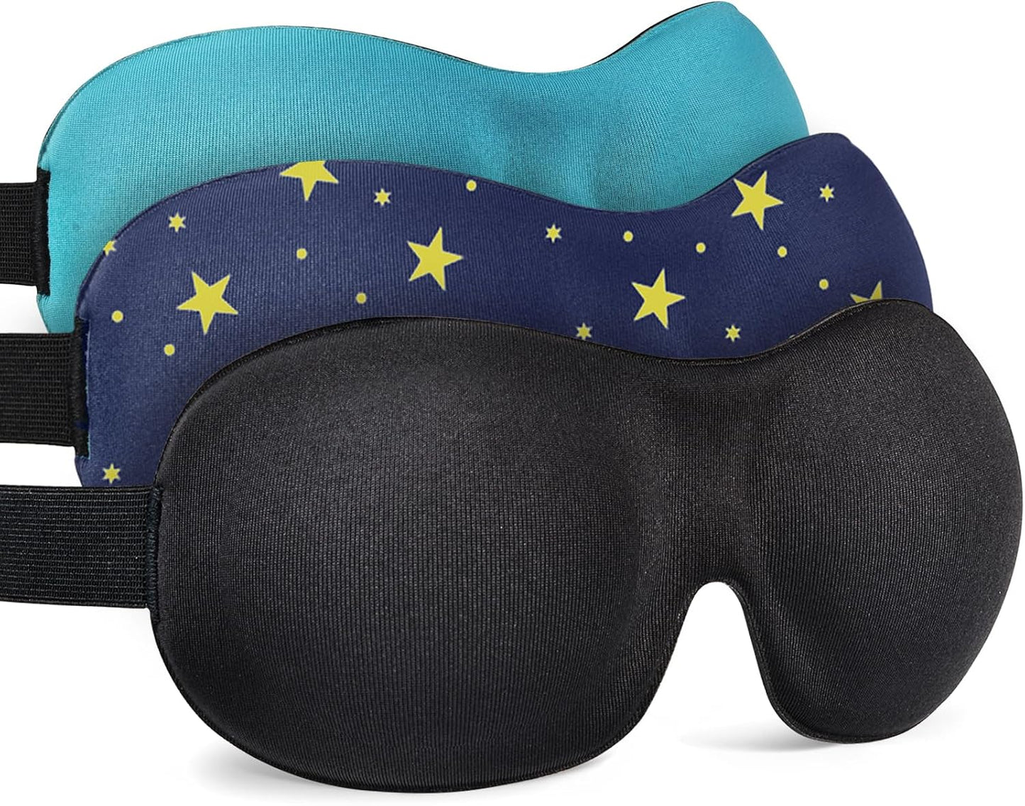 Sleep Mask SleepFun Invisible Alar Deep Orbit 3D Eye Mask Ultra Lightweight & Comfortable Sleeping Mask for Travel, Nap, Shift Works, Black & Blue