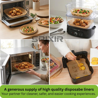 Air Fryer Paper Liners, 100Pcs Air Fryer Liners Disposable 8" Square Heavy-Duty Parchment Paper for Air Fryer Basket 5-8 Qt. Non-Stick, Oil Proof, Unbleached Baking Liners for Oven & Microwave