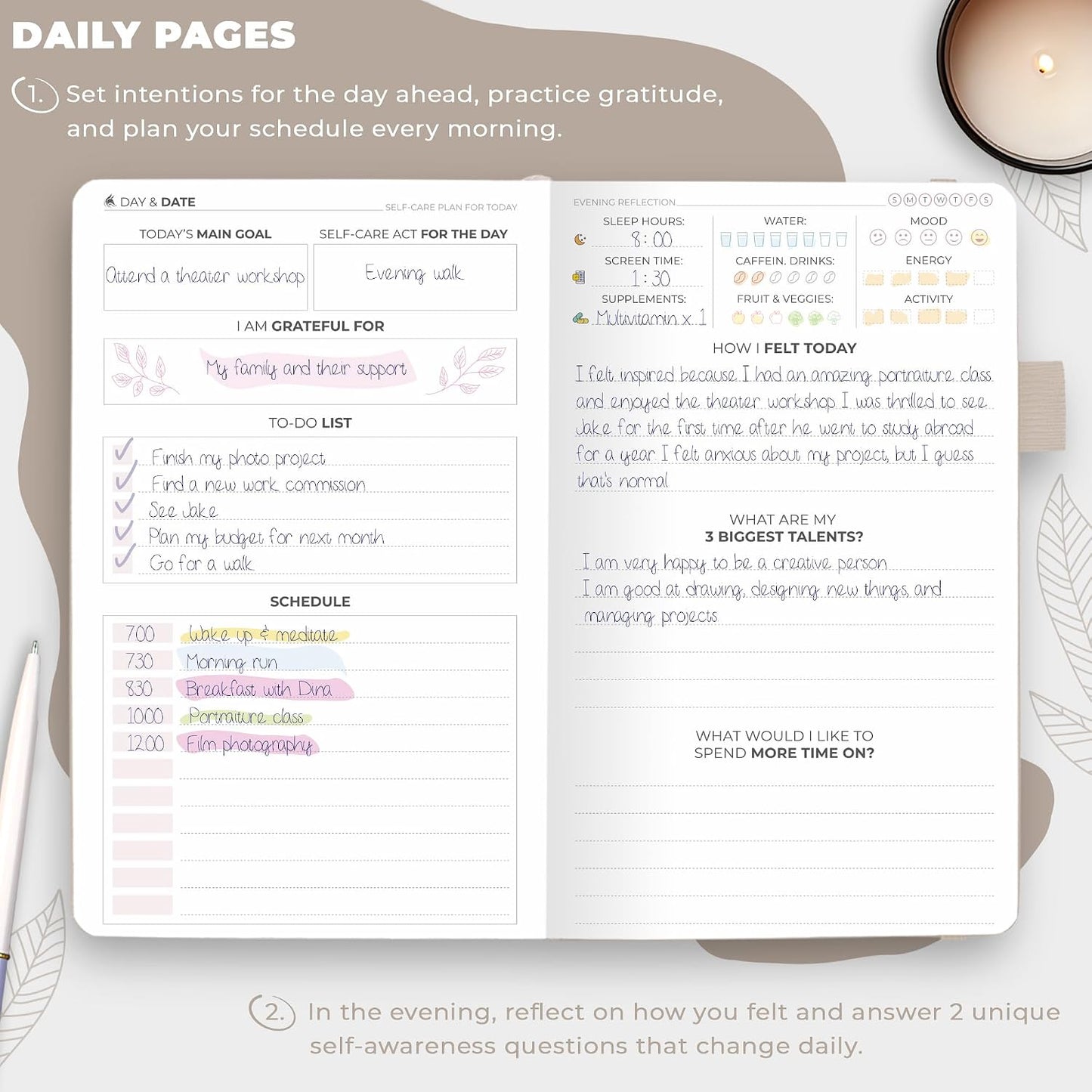 Clever Fox Self-Care Journal for Women, Daily Planner 5.8x8.3 Aquamarine | 3-month mental health journal, habit tracker, wellness journaling supplies for women & teen girls, gratitude & mood log
