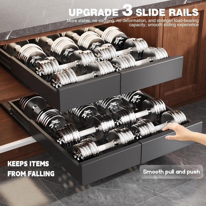 Seinloes Pull Out Cabinet Organizer,4-Side Expandable to Maximize Cabinet Space,Slide Out Drawers with 3 Rail Design,Roll Out Shelf with Raising Pad for Framed Cabinet,13"-21"W x 17"-24"D,White,2 Pack