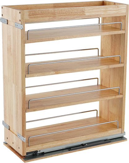 DINDON Pull Out Spice Rack Organizer for Cabinet, (5" W x 21.9" D x 25.2" H) Multi-Use Wood Pull Out Cabinet Organizer Slide Out Shelf Cabinet Storage for Kitchen, Pantry Organization