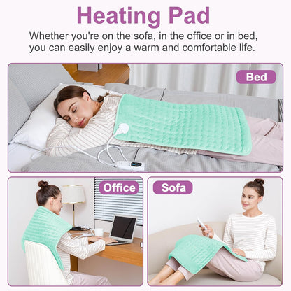 Heating Pad,Heated Blanket,Heating Pad for Back Neck,Grey,24x12 Inch | Electric Heating Pad,Dry/Moist Heat Heating Pads,Heating Pads for Shoulder,Abdomen,Heat Pad for Women Men,Birthday Gift