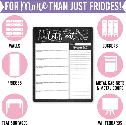 Hadley Designs Weekly Meal Planner for Fridge - Dinner Menu Board for Kitchen, Colorful Weekly Menu Board Dry Erase, Dry Erase Meal Planner for Fridge
