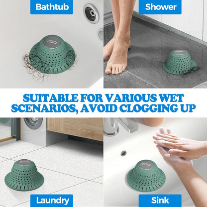 Bathtub Drain Strainer Silicone Bathroom Stopper Fixture Accessories | 2-Pack Gray Collapsible Shower Drain Hair Catcher for Pop Up Tubs, Traps Hair Before Clogs, Easy Clean for Bathroom Sinks