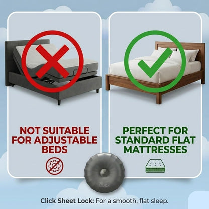 Click Bed Clips to Hold Sheets - Sheet Clips & Straps Keep Sheets in Place Firm & Tight on Single and Twin Bed, Heavy Duty Sheets Holders & Mattress Clips to Keep Sheets on Single & Twin Beds