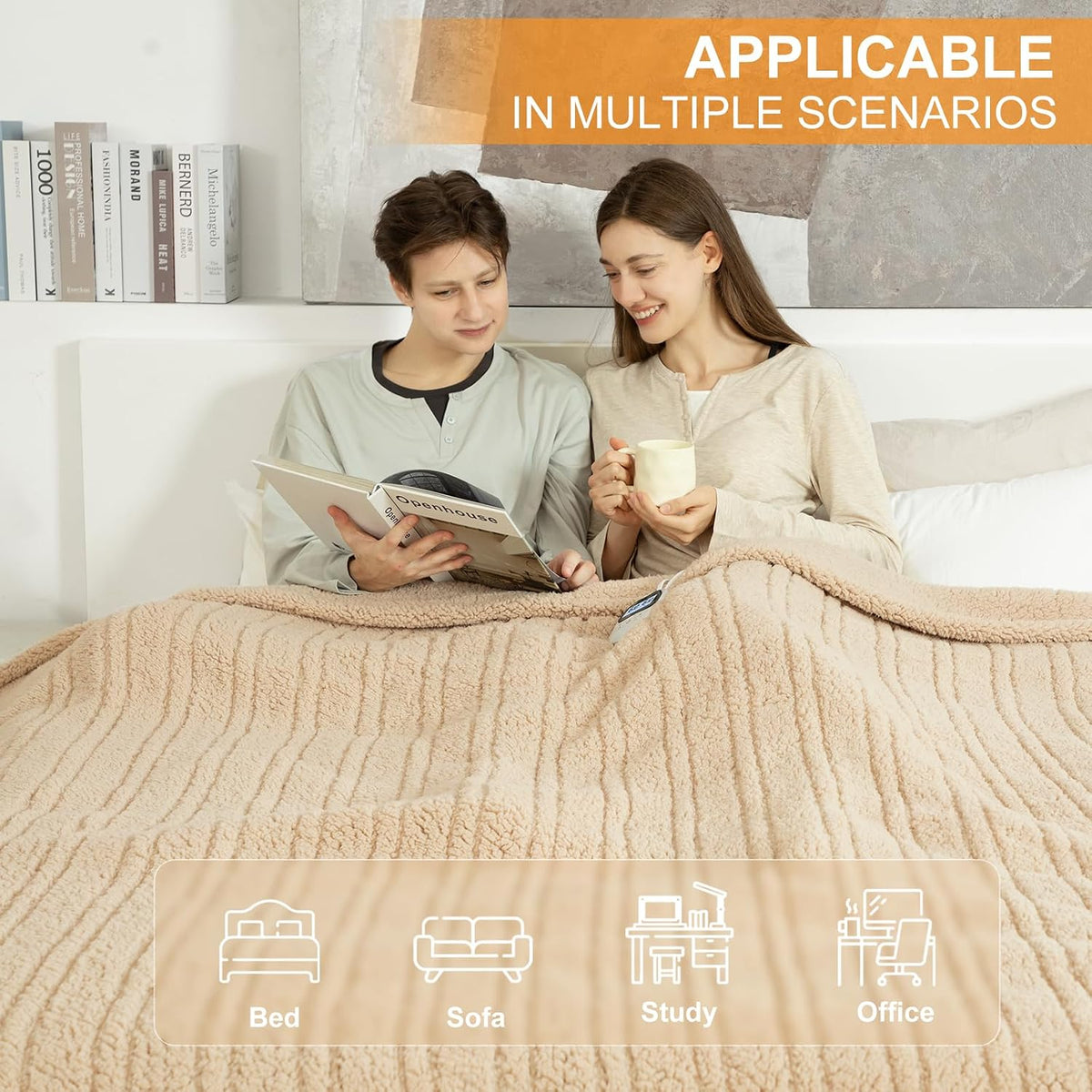 Heated Throw Blanket 50"X60", Soft Sherpa, 4 hrs Auto Shut Off